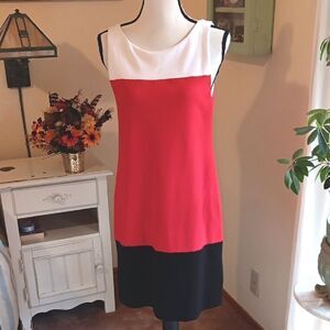 Vintage Freiss Originals Red,White,and Black Colorblock Sleeveless Dress. Career